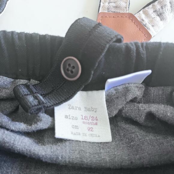 Zara boys black lined suspender pants 18/24 months - Picture 6 of 8